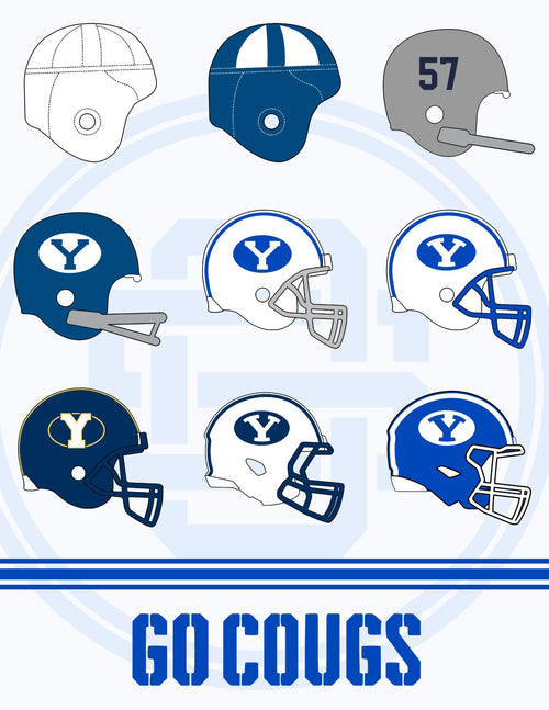 BYU Cougars Football Helmet History & Eras Poster (Digital Download)